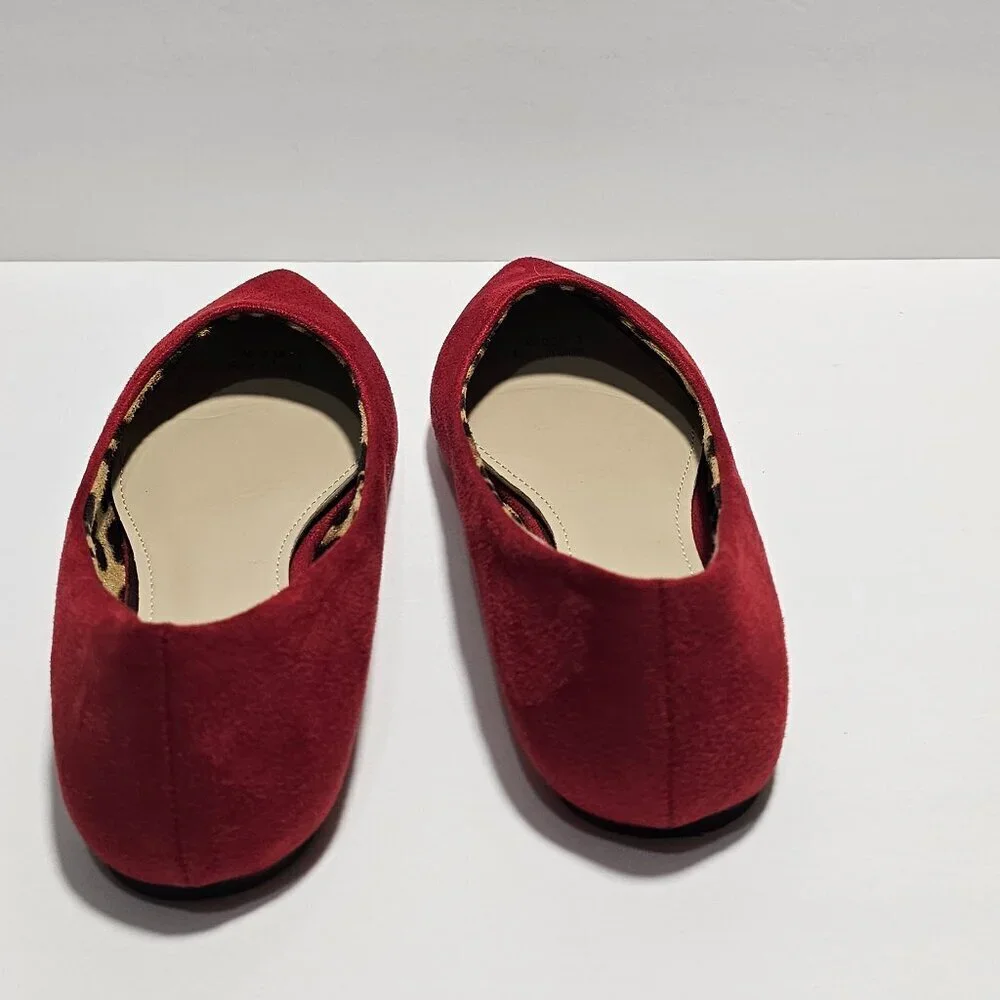 Ollio Red Faux Suede Slip On Flats - Picture 4 of 6